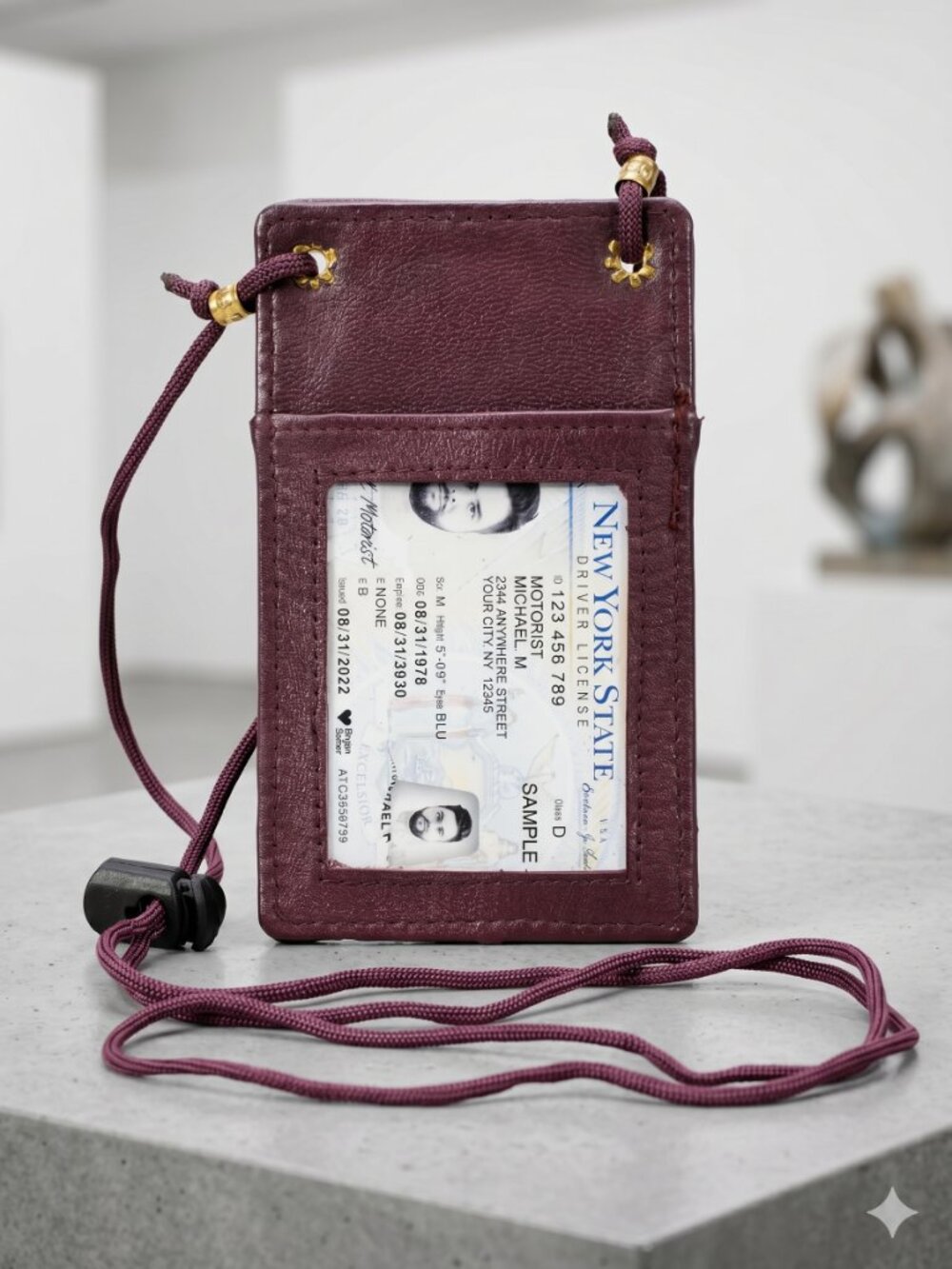 Genuine Leather ID Holder foe men/Women, ID Card Organizer for School, Office